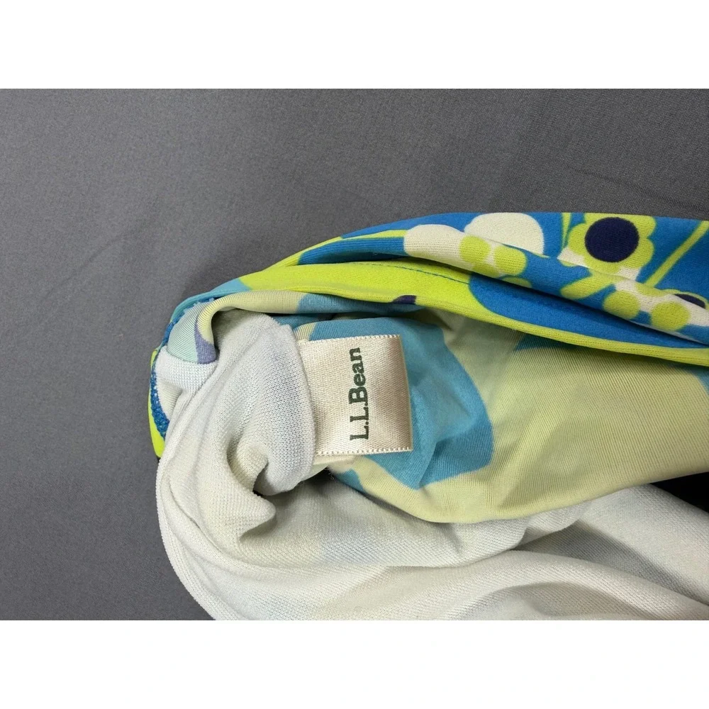 LL Bean Girls Blue Lime Green Floral Tankini Swim Top Racerback‎ Size 10-12